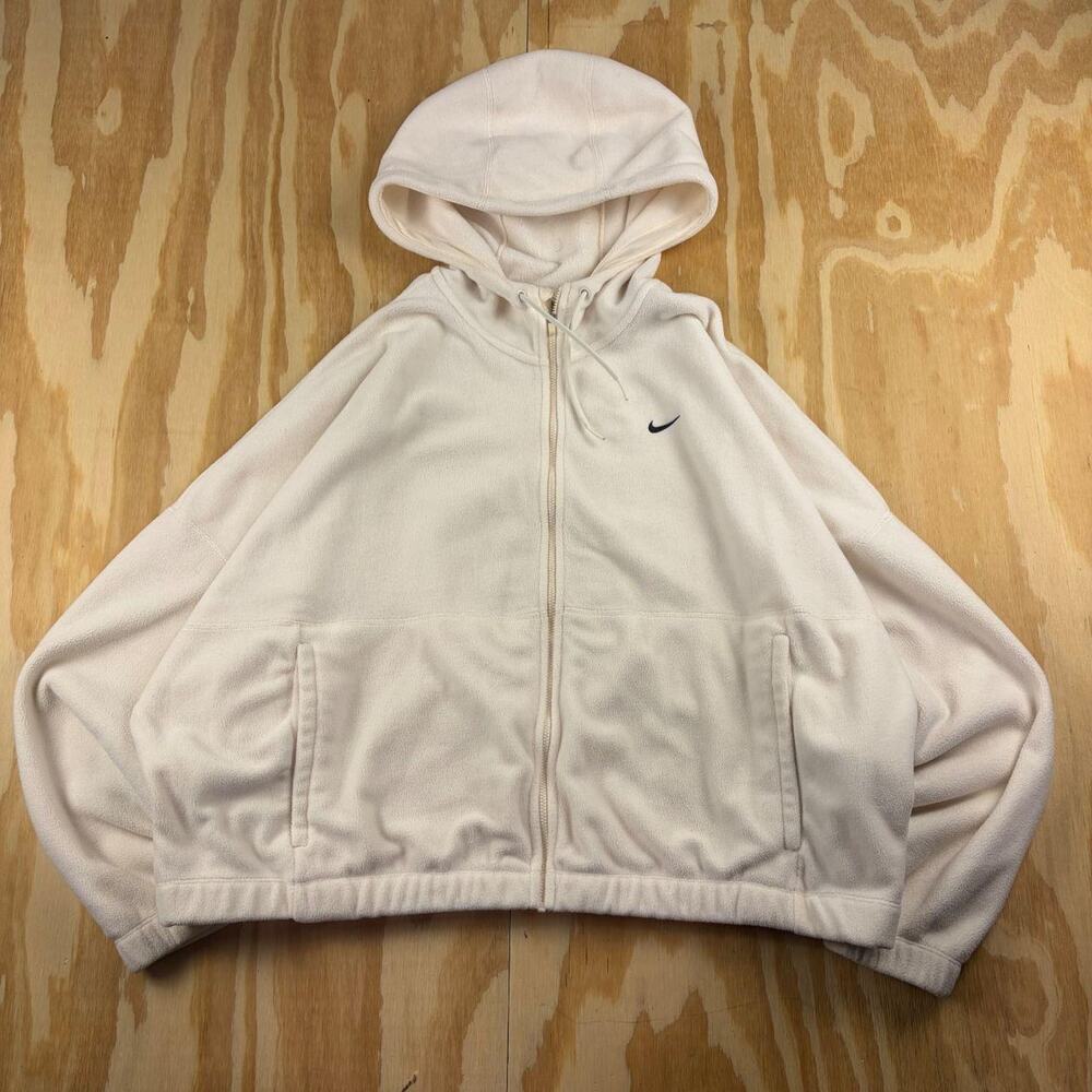 Nike Therma-FIT Fleece Full-Zip Hoodie – White – Soft Hooded Sweatshirt–Men’s XL